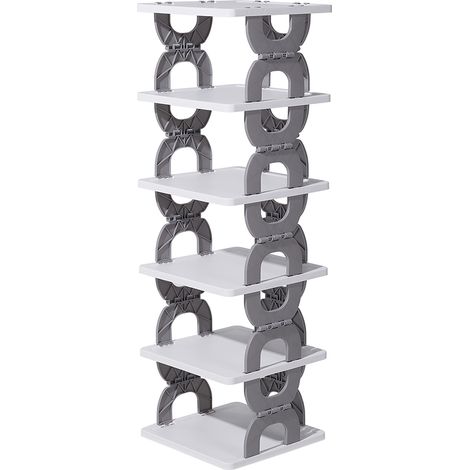 Household Simple Gray Six-Layer Foldable Plastic Shoe Rack 27cm W x 27cm D x 86cm H (1/5)