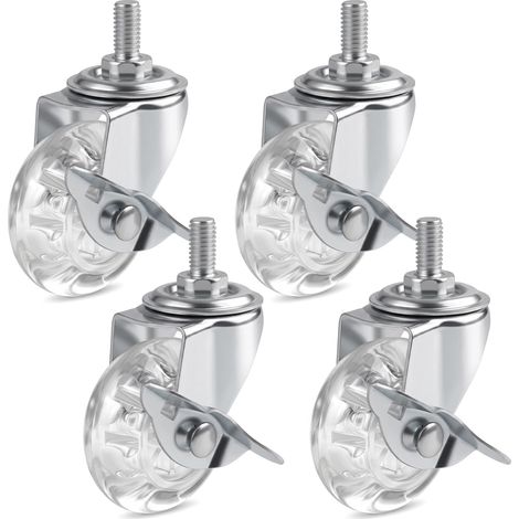 4 Pièces Roulette Meuble, Roulettes Transparent Pour Meuble Tige Filetée M8 (1/5)