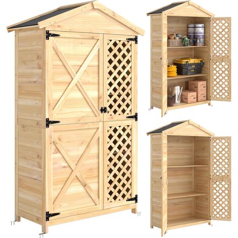 Abri de jardin extérieur : Abri de jardin avec porte ventilée et kit anti-basculement. produit de qualité avec garantie satisfait ou remboursé