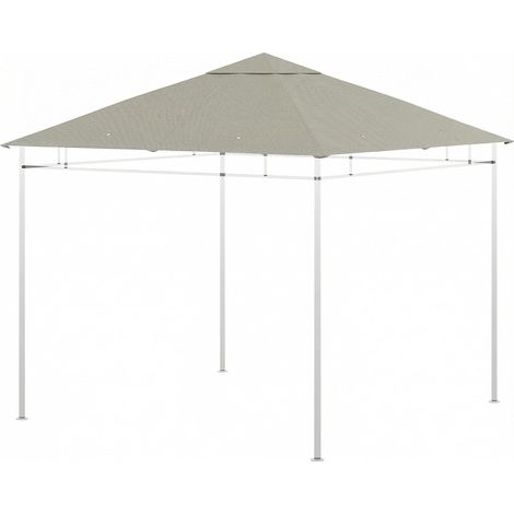 Toile de Rechange pour pavillon tonnelle Tente Toit de Remplacement Gazebo de Jardin Tissu Polyester Haute densité 180 g/m² Anti-UV 3 x 3 m Gris Clair (1/5)