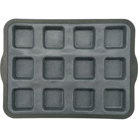 Plaque 12 tartelettes carrées silicone fibre de verre 36 x 26 cm (1/5)