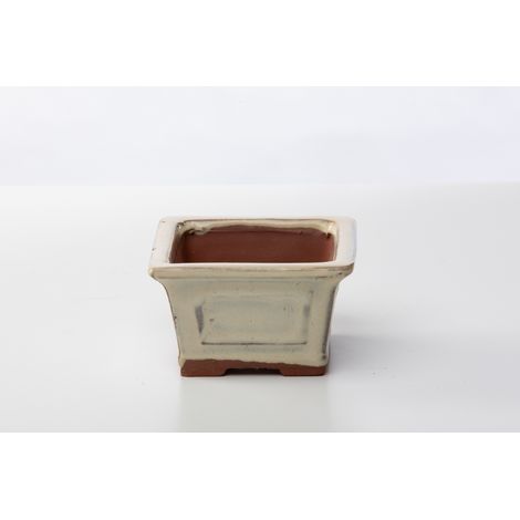 Vaso bonsai quadrato 10 cm smaltato avorio (1/2)