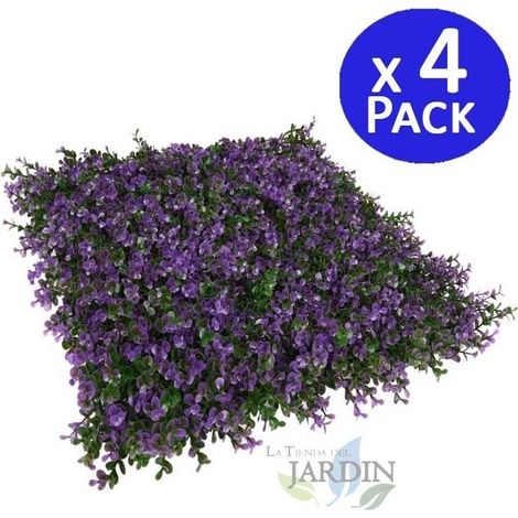 Pack 4 Jardin Vertical Lavanda 50x50 cm Planta Artificial Decoración Pared Interior Exterior Jardines Verticales