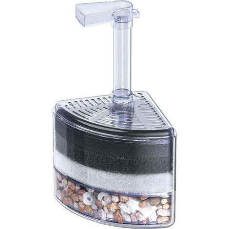 Filtro angolare a spugna silenzioso per acquario, ideale per avannotti di Betta, gamberetti e piccoli pesci. Filtro biologico in schiuma con pietre naturali, ghiaia e anelli in ceramica per acquari fi