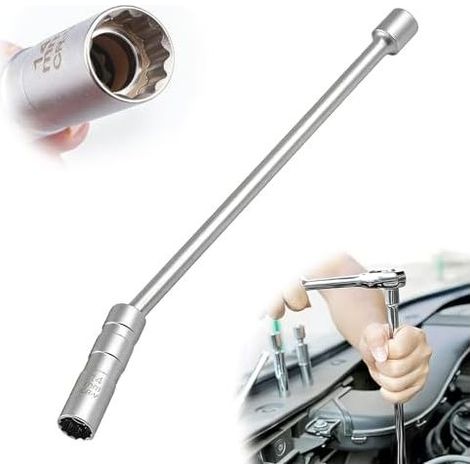 12-Punkt-Zündkerzenschlüssel, magnetische 14-mm-Stecknuss, 360° drehbare Zündkerzen, rutschfest, für Reparaturen an Pkw, Motorrädern und Lkw - (1/5)