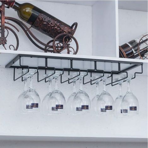 Porte-verres Suspendu - KATOOM - 50cm - Noir - 10 places - Design Contemporain (1/5)
