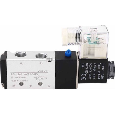 électrovanne électrique 4V210-08, 2 positions normales, 5 voies, vidange d'air comprimé pour atelier automatique, DC 24V (1/5)