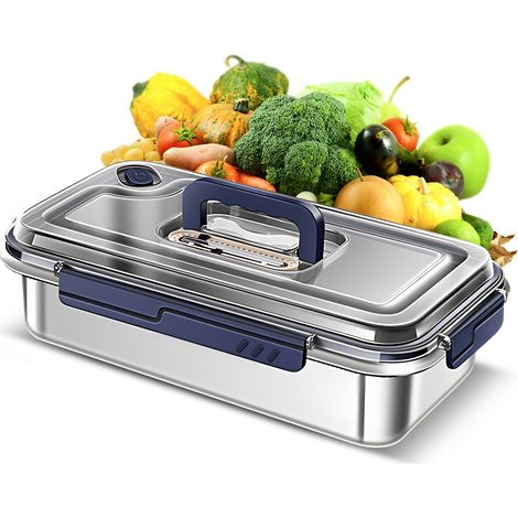 Contenitori per alimenti ermetici di grande capacità in acciaio inox 304 con coperchio, a prova di perdite, con indicatore di data e adatti al microonde. (1/5)