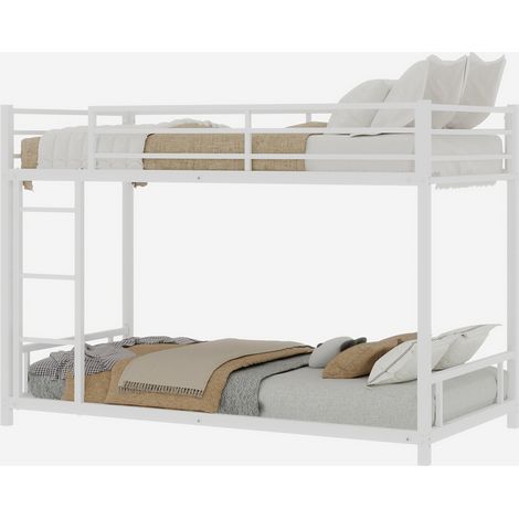 Lit superposé en métal avec deux lits simples, dimensions 90190 cm / métal lourd et stable / silencieux / garde-corps de sécurité / sans sommier requis (1/5)