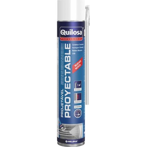 QUILOSA espuma poliuretano proyectable manual 700 ml , Espuma aislante monocomponente, lista para usar y autoadhesiva a base de poliuretano. El producto presenta un alto nivel de a