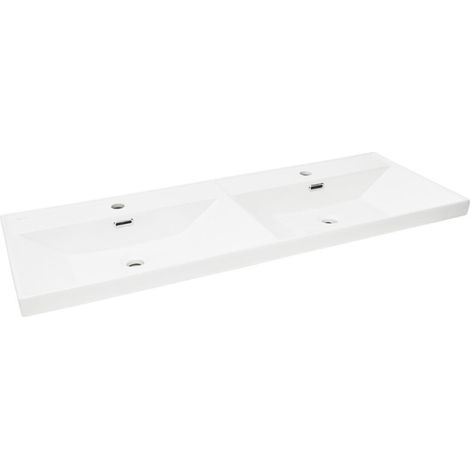B-Way 121x46 cm lavabo doble semiencastrado de cerámica, para mueble de baño SATEVO120NA, blanco (SATBW212046)