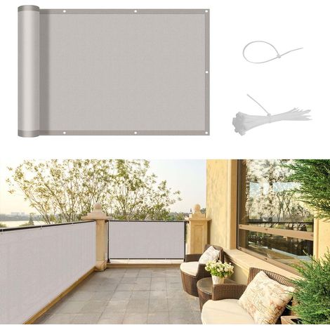 Brise Vue Balcon - 1 Lot - Polyester - Protection UV Et Imperméable - Pour Terrasse Jardin Patio - 90x400cm Taupe (1/5)