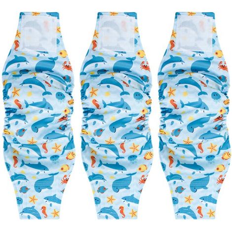 Pañales reutilizables lavables para perros machos,Paquete de 3 fajas abdominales premium,Adecuados para incontinencia,Azul claro (1/5)