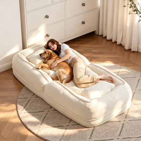 Canapé convertible 5 positions – Canapé-lit pliable 90° à 180° – Sans montage – Siège compact salon chambre coin lecture petit appartement – 180x90 cm – Crème (1/5)