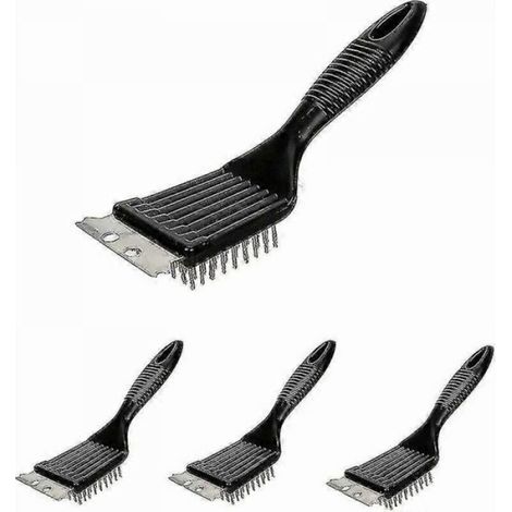 Brosse Barbecue - Fil Acier Inoxydable - Manche Antidérapant 21 Cm - Résistant à la Chaleur - Lot de 4 (1/4)