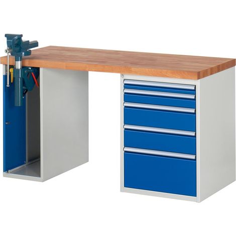 Rau Werkbank Modell 7511 mit 5 Schubladen und Schrank BxTxH 1500x700x840mm (1/5)