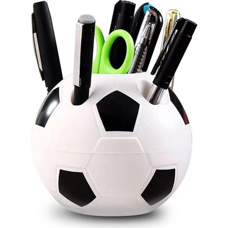 1 pièce - Porte-stylo en forme de ballon de sport - Motif à carreaux noirs et blancs - Organisateur de stylos lavable pour bureau ou chambre d'enfant - Fournitures scolaires et de bureau (1/5)