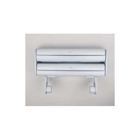 FPLUS portarrollos triple blanco , Este producto es un portarrollos de cocina triple, diseñado para ofrecer practicidad en la organización de diferentes tipos de rollos en la c