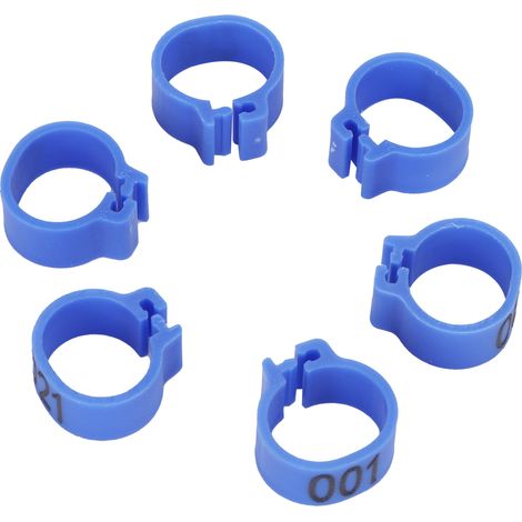 100 Bagues d'Identification Numérotées 001-100 pour Pigeons, 10mm, Bleu - Accessoires Avicoles