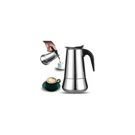 – Cafetière italienne 12 tasses en acier inoxydable – Compatible tous feux – Café intense et riche en arôme – 25 cm x 12,5 cm (1/5)