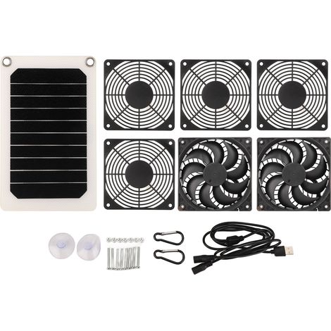 Kit ventilateur solaire double, étanche, réduction température, purification air, panneau solaire 5W 6V, lot (1/5)