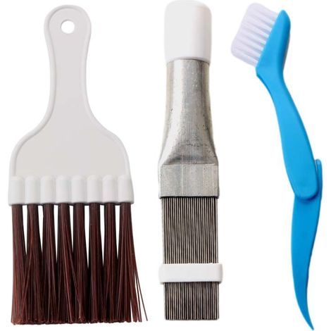 Reinigungsbürste für Kondensator und Kühler – Bürstenset mit braunen Nylonborsten, starren metallischen Filamenten und blauen Edelstahlborsten, ideal zum Entfernen von Staub und zur Wartung von Wärmea