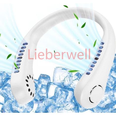 Ventilateur de Cou Portable Silencieux USB Rechargeable Vitesse Réglable Sans Pales, Blanc (1/4)