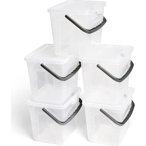 Novaliv 5X Boîte à lessive avec couvercle 4 litres I Transparent I 23,5 x 18 x 18,5 cm I Boîte de rangement pour lessive en poudre avec poignée