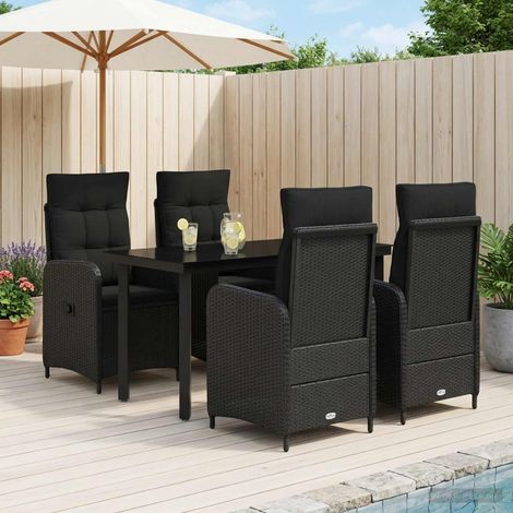 vidaXL Sofa-Tischset mit Kissen mit Kissen 5 pcs Schwarz (1/5)