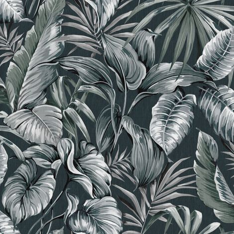 Vliestapete - Exotische Blätter - Grün - 1005x52 cm (1/4)