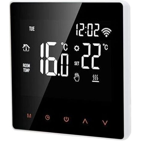 Thermostat Connecté Mural, WiFi pour Chaudière, ME81H AC 230V WIFI Thermostat intelligent, affichage LCD Thermostat Intelligent Thermostat de chauffage par le sol(16A, white back orange press) (1/4)