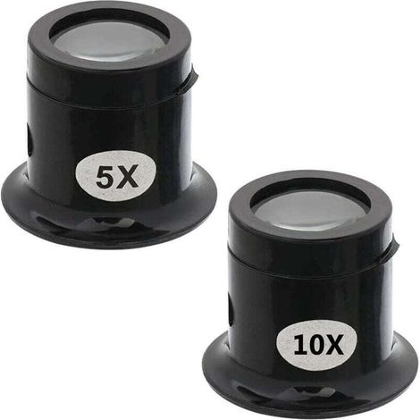 Loupe d’horlogerie 5X et 10X pour bijoutiers, inspection précise de montres, bijoux, diamants et pierres précieuses – Noir (1/2)