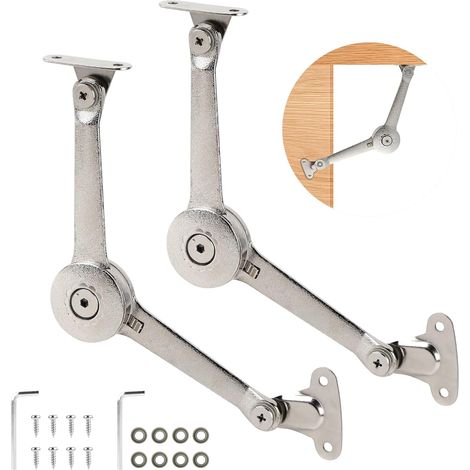 Juego de 2 bisagras de soporte para tapa - Soporte abatible de 180° - Bisagra plegable con tornillos y llave Allen para puertas y armarios de cocina 180P2 (1/5)
