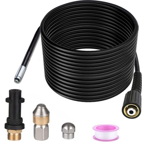 15m Déboucheur Canalisation Pour Karcher Nettoyeur Haute Pression Déboucheur Canalisation Professionnel Compatible K2-K7/HD/HDS 180Bar 60C° (1/4)