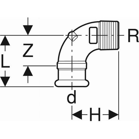 Geberit Mapress Coude de transition 90° en cuivre avec filetage extérieur, DN 32, 63887 (1/2)