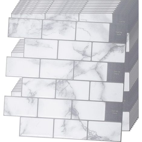 Set da 10 pezzi, adesivi murali autoadesivi effetto piastrelle, nastro adesivo effetto mattoni 3D, 30x30 cm,colore marmo