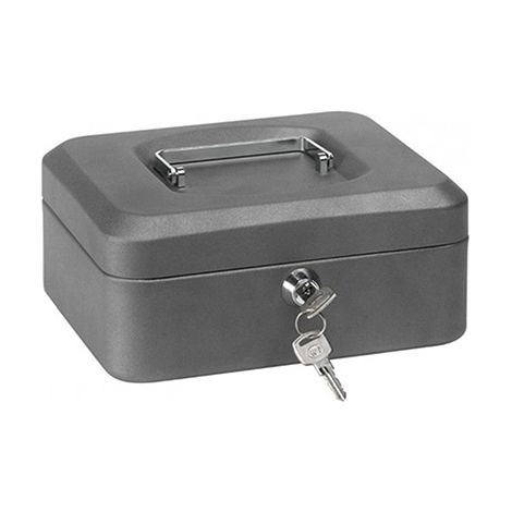 ARREGUI Elegant, Geldkassette aus Stahl, Geldbox, 15 cm breit, Abschließbare Kasse mit Geldeinsatz, Kleine Geldkassette mit Schlüssel und Münzeinsatz / Geldeinsatz, Geldkasse Grau C9216