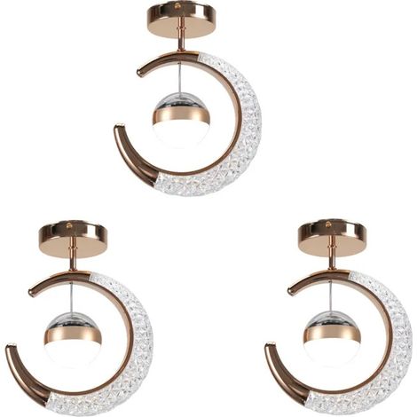 Lot de 3 Plafonnier Moderne LED,Lustre Suspension Abat-jour  en Aluminium Designe Lune 16W Lampe de Projection,Lumière froide (1/5)