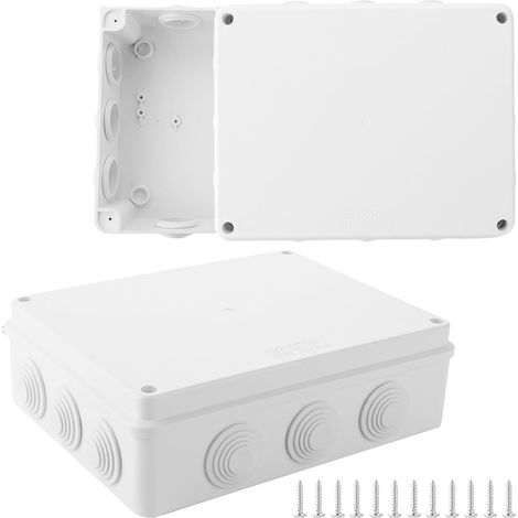 Lot de 2 Grande Boîte de Jonction Étanche IP65-255x200x80 mm Boîtier de Dérivation en Plastique ABS - Coffret Électrique en Saillie pour Milieu Humide et Extérieur - Blanc (1/5)