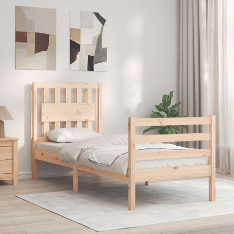 Bed Frame without Mattress Small Single Solid Wood vidaXL (1/5)