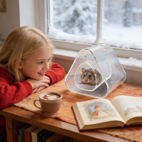 Kühlhaus für Hamster, transparente Höhle mit Sofortkühlung für Chinchillas – Mäusekäfig für warme Klimazonen, für Schlafzimmer, Wohnzimmer, Büro, Balkon und Wohnung (1/5)