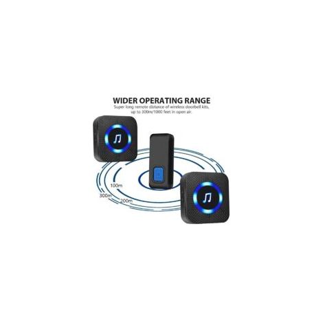 Sonnette sans Fil, 400M Sonnette de Porte IP55 Étanche Carillon Electronique, Kit de Carillon avec RéceptEUs Enfichables pour la Maison