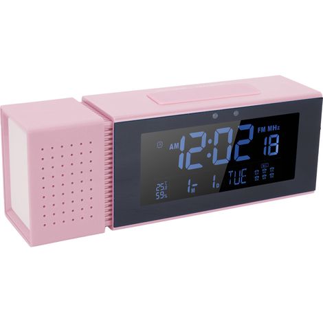 Réveil numérique veilleuse TSP30 avec radio FM, moniteur de température et d'humidité (rose) (1/5)
