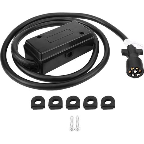 Connecteur remorque 7 voies robuste avec boîte de jonction 7 gangs et câble 8 pieds pour camping-car (1/5)