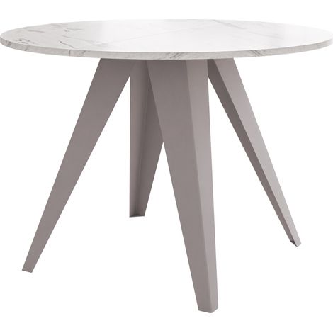 Mesa Oswego 174, Mármol blanco, 76x0x138cm, Alargamiento, Aglomerado laminado, Metal