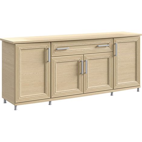 Buffet moderne 4 portes 1 tiroir chêne clair Italino 206cm (1/4)