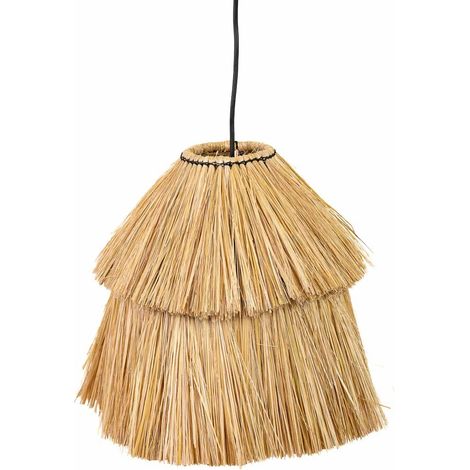 Lampara de techo de fibra natural marrón 38x38x30