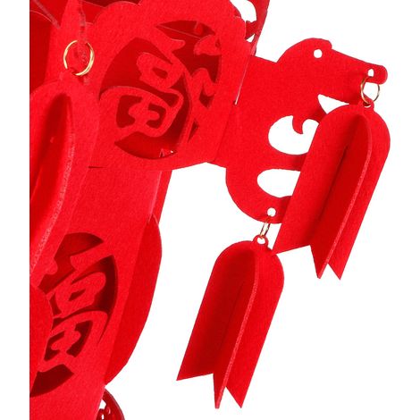 Lanterne Chinoise DIY Puzzle en Feutre Rouge Fu Décoration Nouvel An Intérieur Jardin