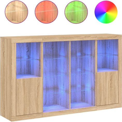 Maison Exclusive - Aparador con luz LED 3 piezas madera de ingeni (1/5)