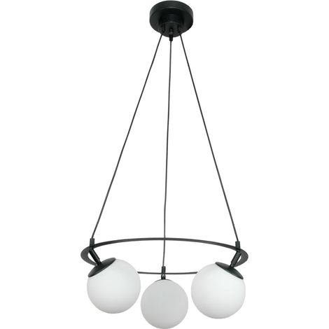 Lámpara de techo clásica negra con pantallas de bolas de cristal blancas 15-362 Ankor
